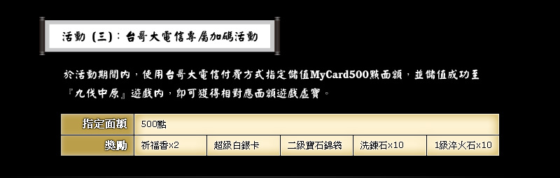 活動三：台哥大電信專屬加碼活動